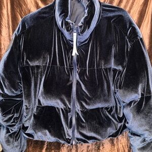 Fabletics Navy Velvet Puffer Jacket
